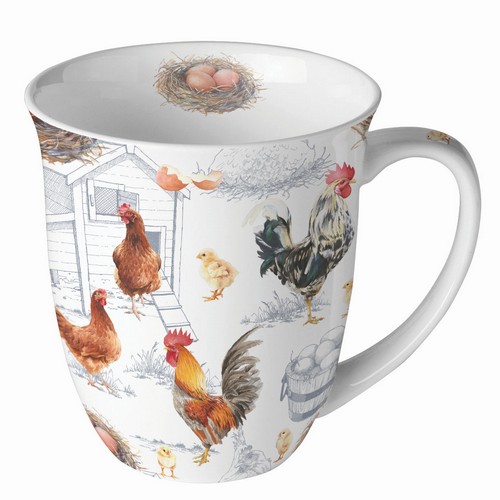 Tasse aus Porzellan Chicken Farm - Hühnerfamilien in der Brutzeit 0,4L, Höhe 10,5cm