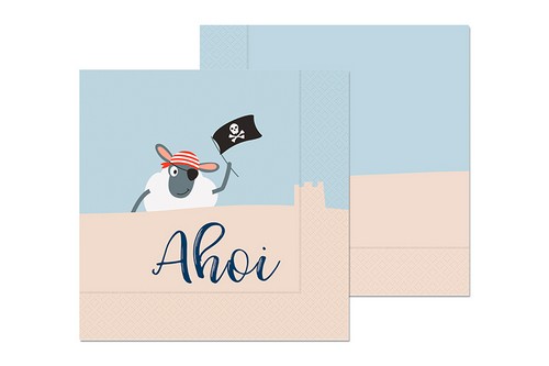 20 Servietten Schaf - Piraten-Schaf 33x33cm