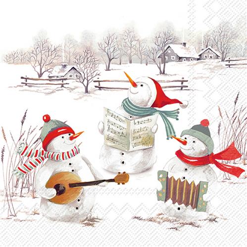 20 Servietten Musical Snowmen - Band aus Schneemänner 33x33cm