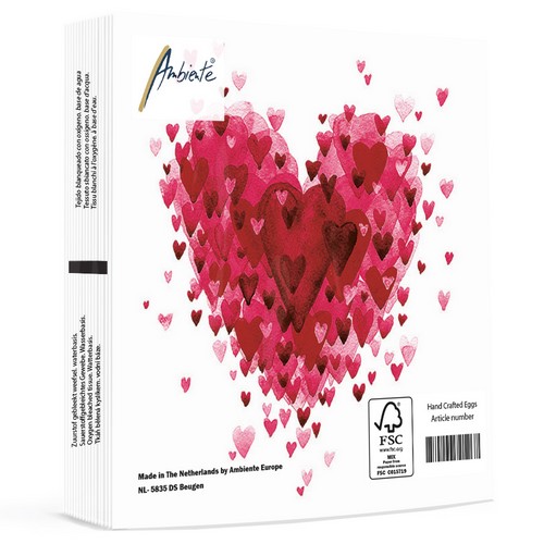20 Servietten Heart of Hearts red - Herzen über Herz 33x33cm
