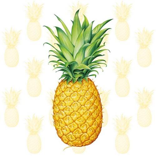 20 Servietten Tropical Fruit - Tropische Ananas 33x33cm