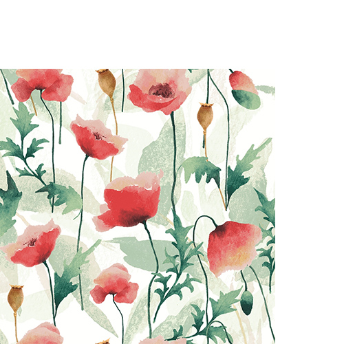 20 kleine Cocktailservietten Poppies delight - Kunstvolle Mohnblumen 25x25cm