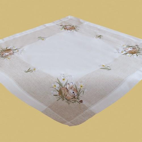 Mitteldecke Polyester & Leinen Hasen Leinenoptik 85x85cm