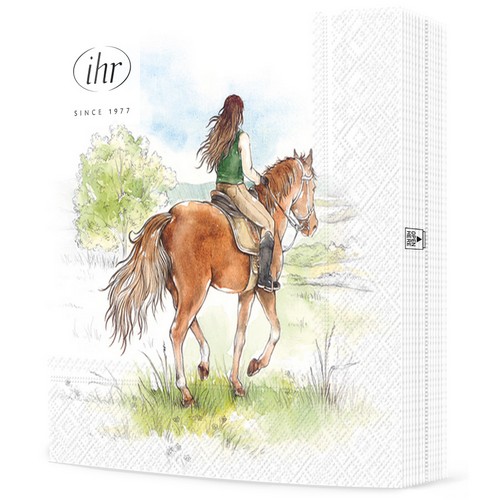 20 Servietten Riding - Mädchen auf Pferd 33x33cm