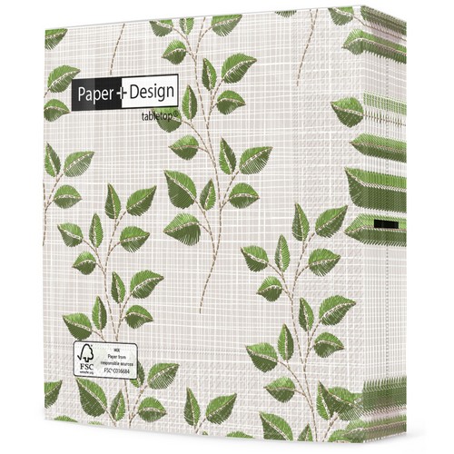 20 Servietten Fall embroidery - Naturzweige auf Leinenstruktur 33x33cm