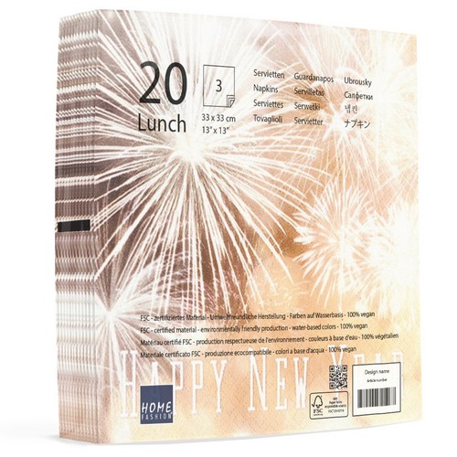 20 Servietten Happy New Year - Frohes neues Jahr 33x33cm