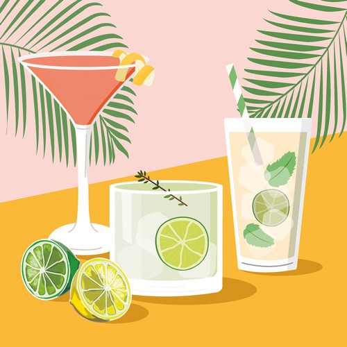 20 Servietten Drinks - Auswahl an Cocktails 33x33cm