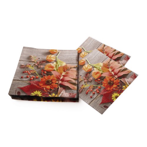 20 Servietten Fruity Florals - Herbstfrüche an Blätter 33x33cm
