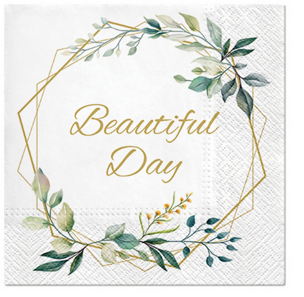 20 Servietten Leaves Frame - Beautiful Day 33x33cm