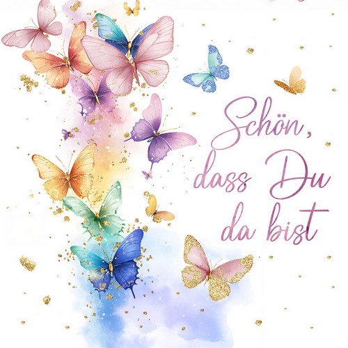 20 Servietten Butterfly coloured festival - Buntes Schmetterlingsfest 33x33cm