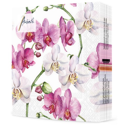 Orchideen Servietten Für Serviettentechnik - 33x33 Cm, 20 Stück, Elegantes Design Für Tischdeko