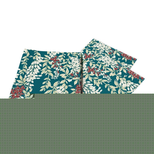 20 Servietten Wisteria teal - Wisteria auf grün 33x33cm