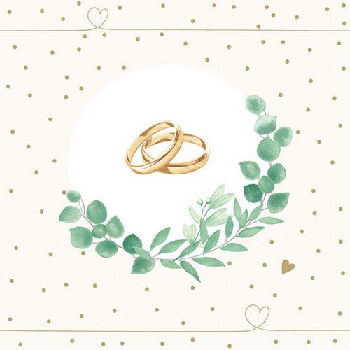 20 Servietten Wedding Branch white - Ringe an Efeu weiß 33x33cm