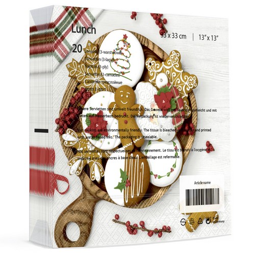 20 Servietten Festive frosting - Frisches Weihnachtsgebäck 33x33cm
