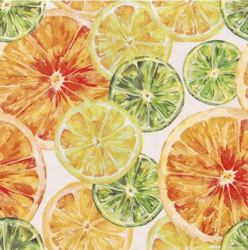 20 Servietten Fruity Cocktail - Fruchtige Scheiben 33x33cm