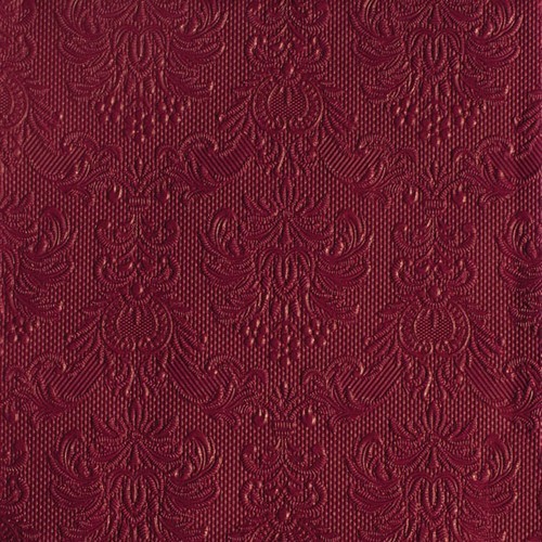 15 geprägte Servietten Elegance bordeaux 33x33cm