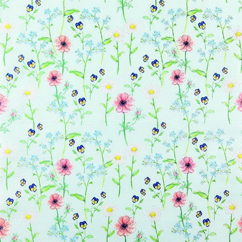 20 Servietten Little Garden - Blumengarten auf mint 33x33cm