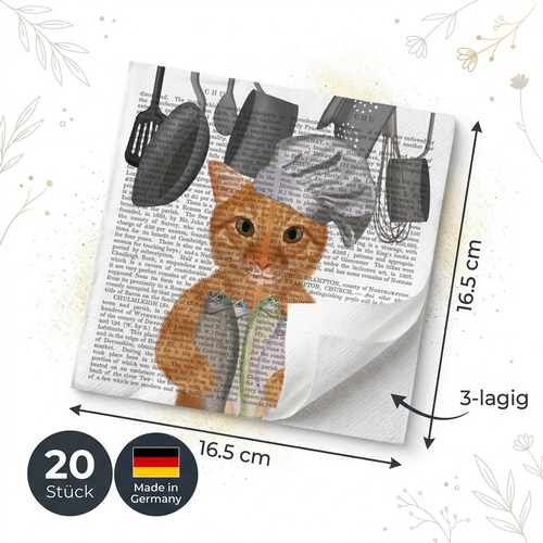 20 Servietten Cat Chef - Chefkoch Katze 33x33cm