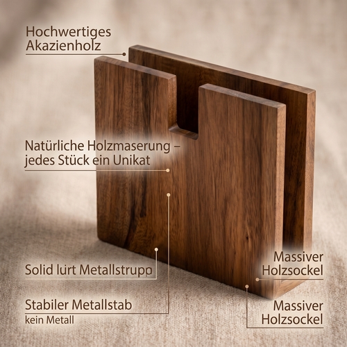 Serviettenhalter Pure - Natur aus Akazienholz,, für die Größen 25x25cm, 33x33cm, Maße:16,5x12cm