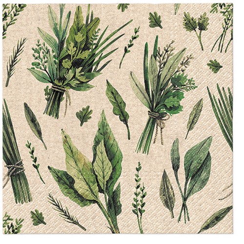 20 Servietten aus Recycling Papier We care Herbal Picking - Kräuterbündel 33x33cm