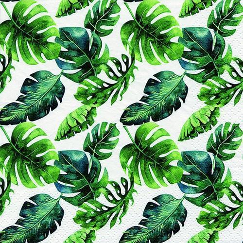 20 Servietten Dense Jungle Leaves - Fallende grüne Blätter 33x33cm