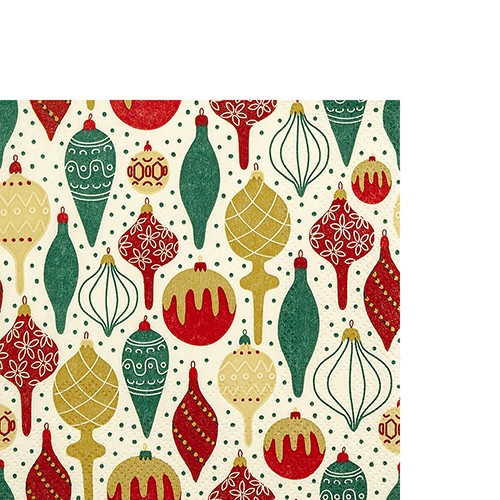 20 kleine Cocktailservietten Tree Deco classic - Christbaumdeko rot-grün 25x25cm