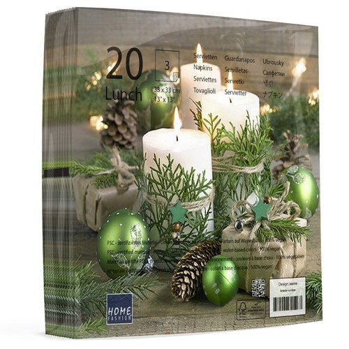 20 Servietten Snuggery - Kerzen und Weihnachtsdekoration 33x33cm