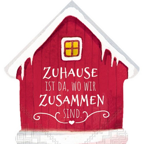 12 Servietten gestanzt Zuhause - Zusammen Zuhause 33x33cm