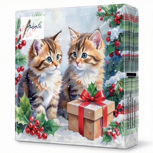20 Servietten Kitty Gift - Weihnachtsgeschenk für Katzen 33x33cm