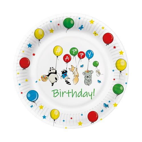 10 Pappteller Balloons  - Lustige Tiere an Ballons Ø23cm
