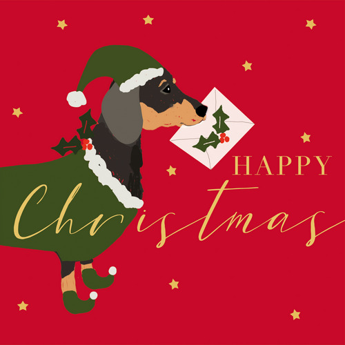 20 Servietten X-Mas Dog - Dackel mit Weihnachtsbotschaft 33x33cm