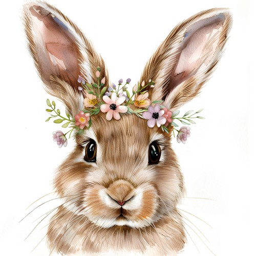 20 Servietten Rabbit loves Flowers - Niedlicher Hase mit Blumen 33x33cm