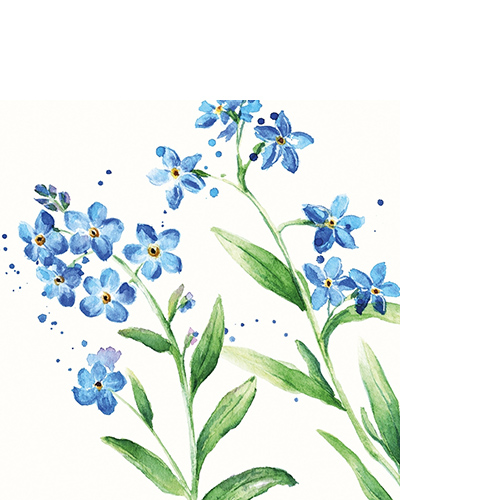 20 kleine Cocktailservietten Azure bloom - Schmetterlinge an blauen Blumen 25x25cm