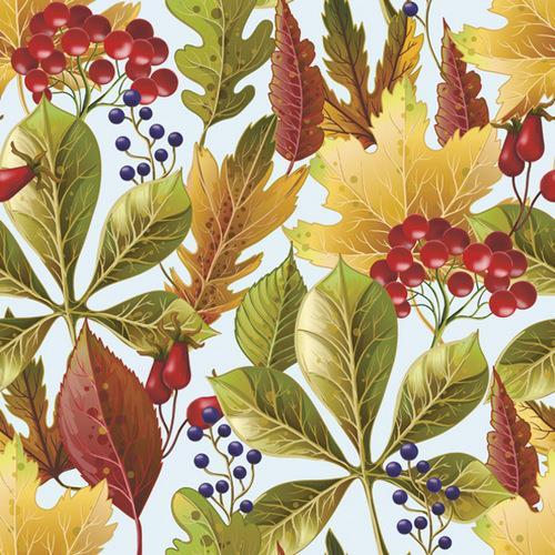20 Servietten Rowanberry and Forest Leaves – Beeren und Blätter im Herbst 33x33cm