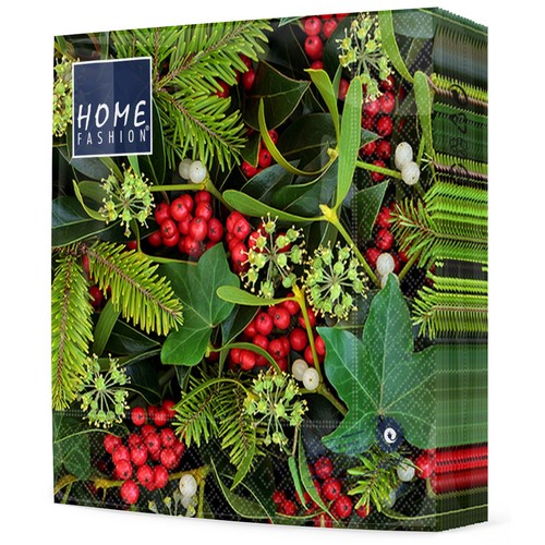 20 Servietten Berries and Plants - Versteckte Winterbeeren 33x33cm