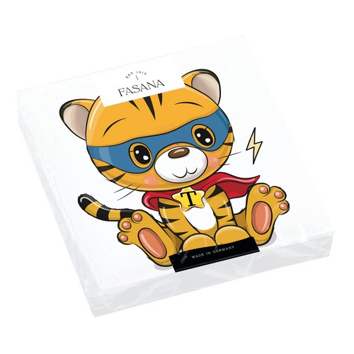 20 Servietten Cartoon Superhero - Tiger als Superheld 33x33cm