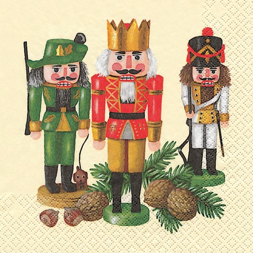 20 Servietten Nußknackertrio 33x33cm