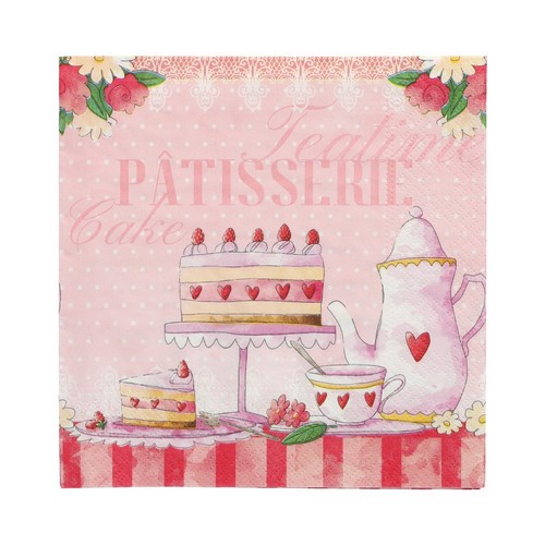 20 Servietten Patisserie - Kaffee und Kuchen liebevoll 33x33cm
