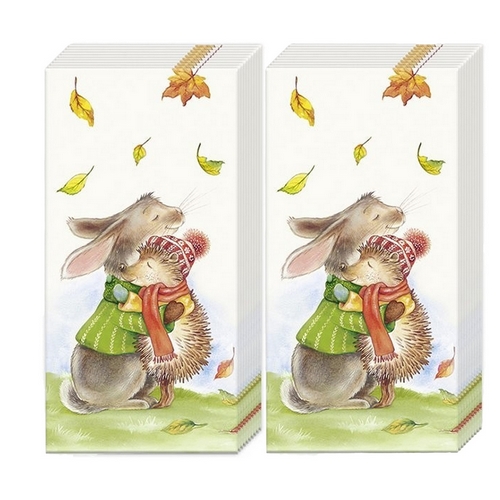 2x 10 Taschentücher Best Friends forever - Hase und Igel umarmen sich