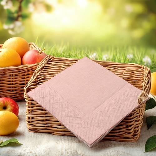 20 kleine Cocktailservietten Linen Mellow Rose - Uni Leinenstruktur soft rosa 25x25cm