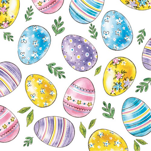20 Servietten Watercolour Easter Eggs - Schön bemalte Ostereier  33x33cm
