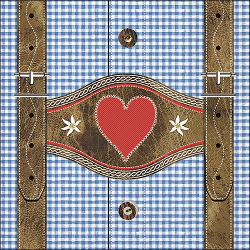 20 Servietten Lederhosen blue - Lederhosen und Hemd blau 33x33cm