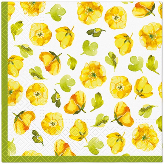 20 Servietten Floral Glow - Kleine gelbe Blüten 33x33cm