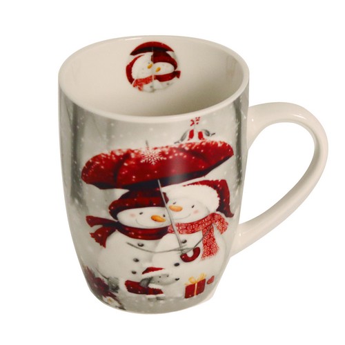 Tasse aus Porzellan Snowmen with Umbrella - Schneemänner mit Regenschirme 0,32L, Höhe 10,5cm