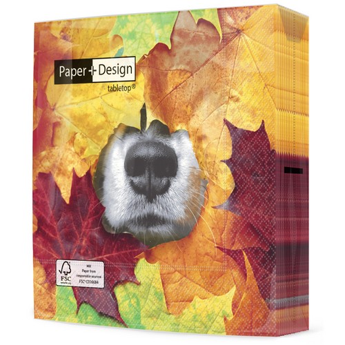 20 Servietten Furry leaf - Hund im Herbstlaub 33x33cm
