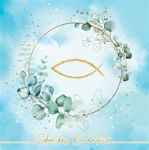 20 Servietten Eucalyptus Fish light blue - hellblau 33x33cm