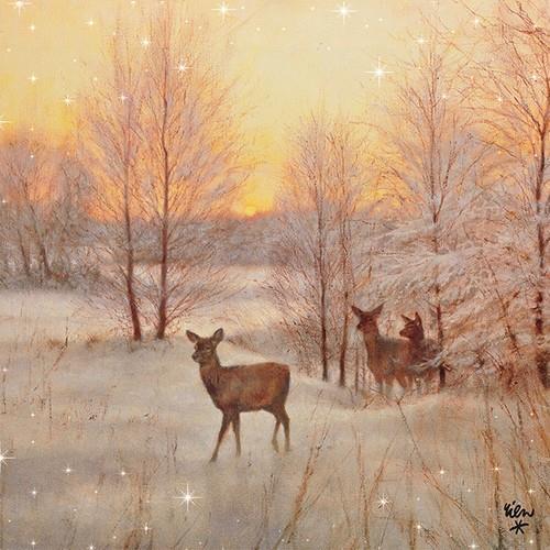 20 Servietten Dear at Sunset - Rehe in Morgenröte 33x33cm