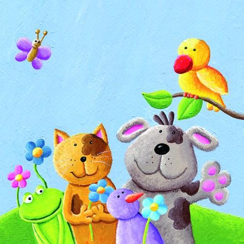 20 Servietten Best Friends – Freunde in der Tierwelt 33x33cm