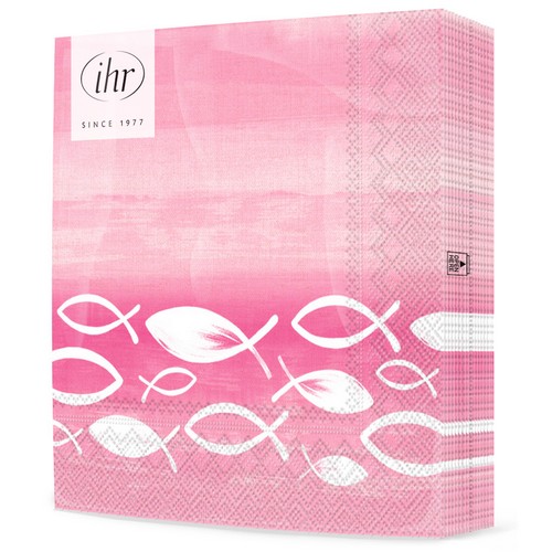 20 Servietten Joyful Fish pink - Festlicher Schwarm Fische pink 33x33cm