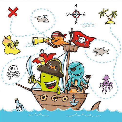 20 Servietten Pirate Crew - Monster-Piraten 33x33cm